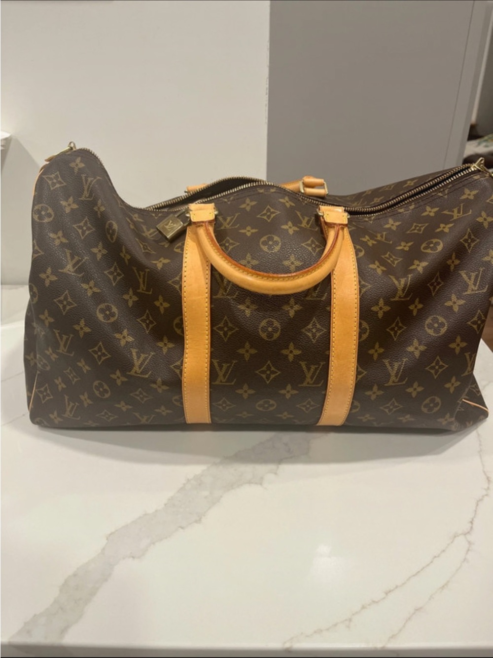 Louis Vuitton Brown Monogram Keepall 50 Travel Bag
